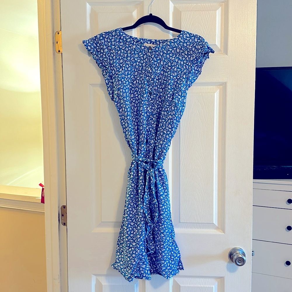 Loft, bright blue and white dress, sz 14